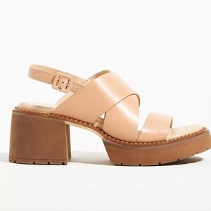 FP Elvio Zanon Slingback Heels Chunky Heel Sandals Neutral Leather EU 40 US 10